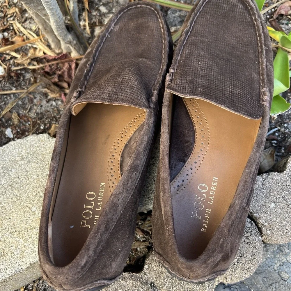 Polo Ralph Lauren Suede Leather Penny Loafers Brown Mens Size 9D